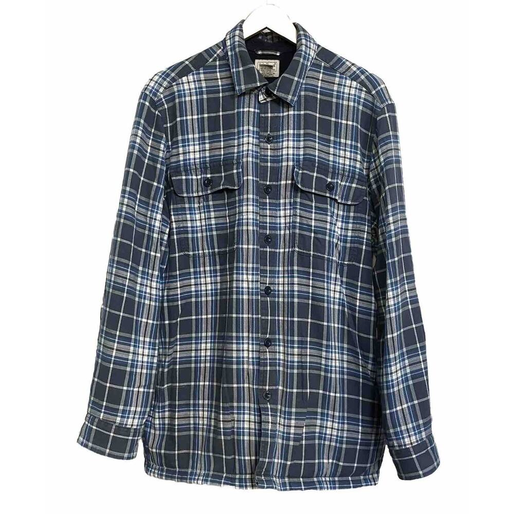 L.L. Bean Shirt Jacket Flannel Fleece Lined Button Up Shacket Mens‎ Medium